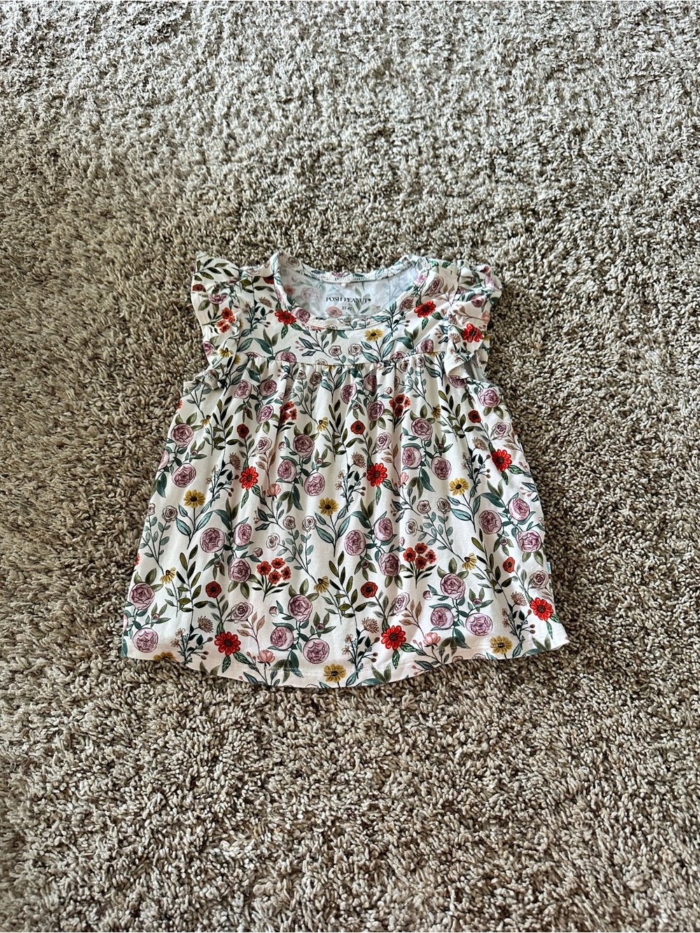 Posh Peanut Floral Flutter Sleeve Top